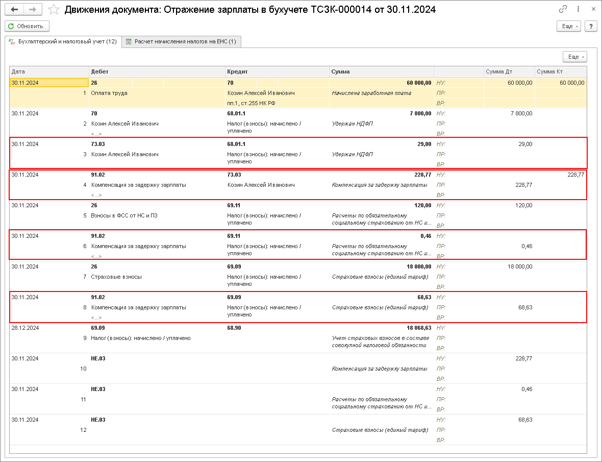 Расчет компенсации за задержку зарплаты в 1с камин